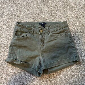 H&M Army Green High Waisted Denim Jean Shorts Women's Size Small 4